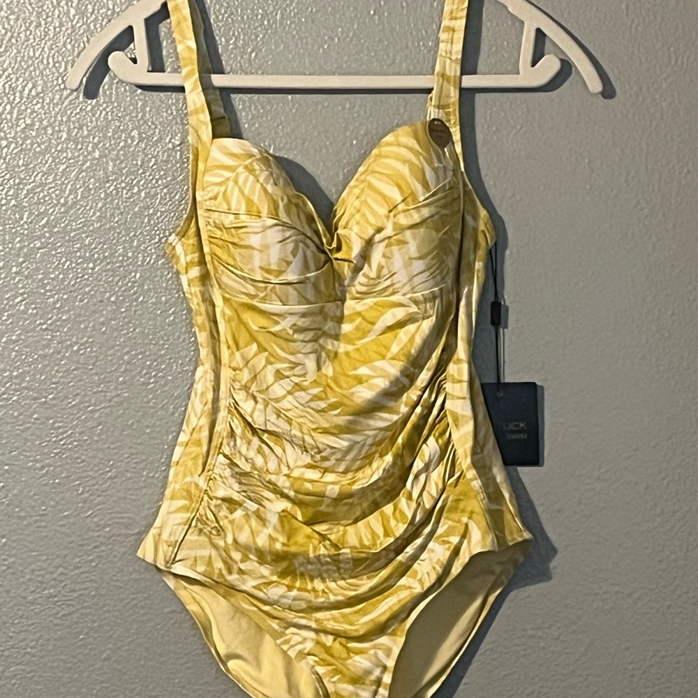 Yellow Palm Print Women's One Piece Swimsuit